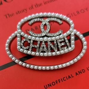Upcycled Pearl and Silver Logo Brooch